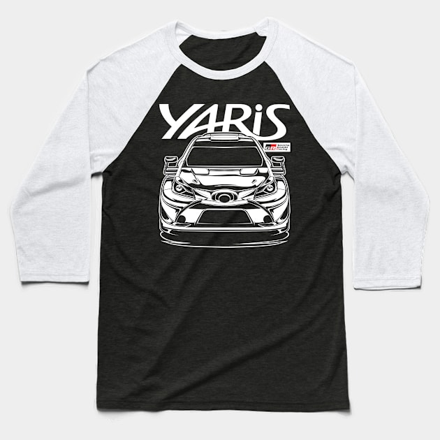 WRC Toyota Yaris Gazoo Racing (White Print) Baseball T-Shirt by idrdesign